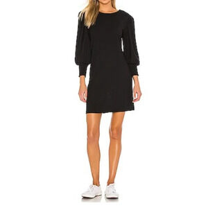 New Nation LTD Loren Puff Sleeve Sheath Dress Pima Cotton Black NWT Large
